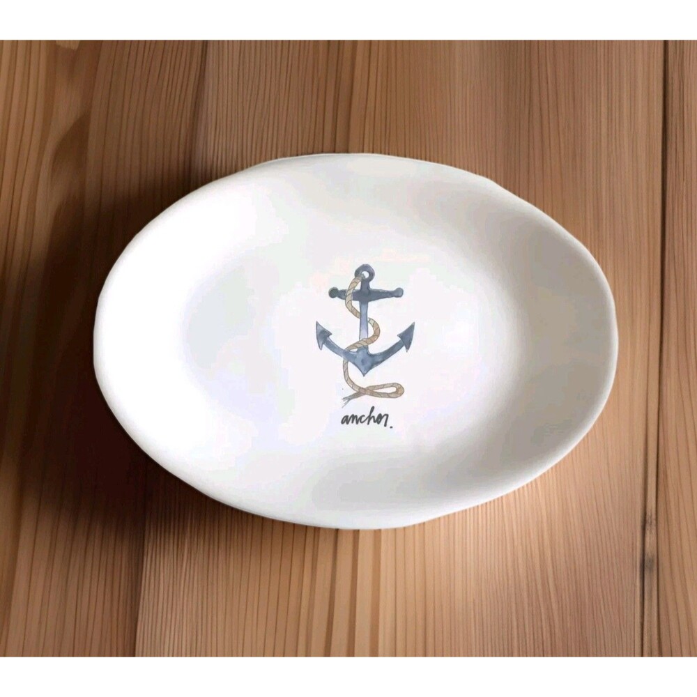 Rae Dunn ANCHOR Tray Oval Plate Trinket Dish Small Artisan Collection By Magenta